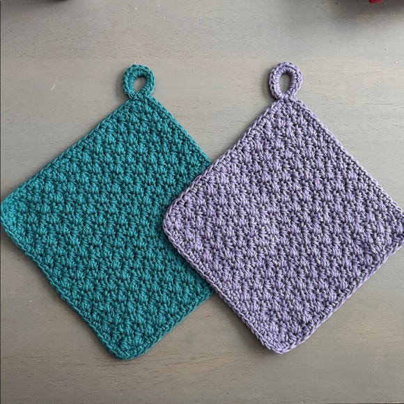 2 Handmade Crochet Washcloths Dishcloths with Hang Loop 100% Cotton PICK COLOR! - Picture 16 of 16